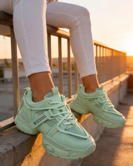 Pantofi sport De dama ,cu insertii de plasa,D1348,Verde deschis OEM