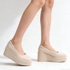 Pantofi casual de dama,Din piele ecologica,Cu Platforma,P1260,Bej