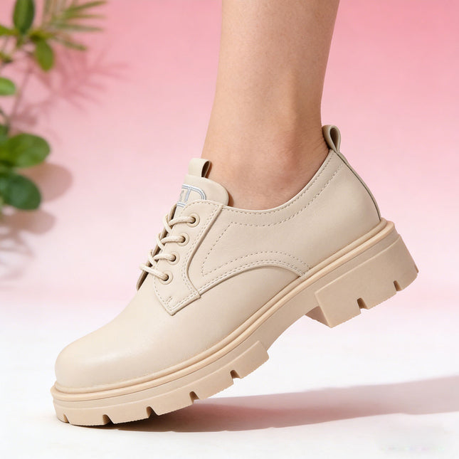 Pantofi casual de dama din piele ecologica, P1293 - Bej