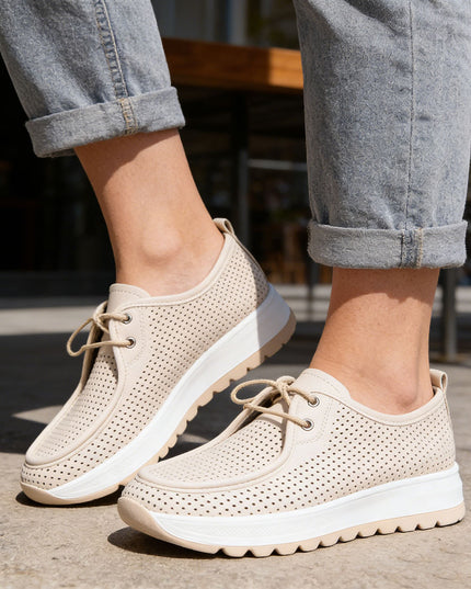 Pantofi casual de dama din piele ecologica, P1283 - Bej