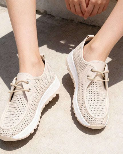 Pantofi casual de dama din piele ecologica, P1283 - Bej