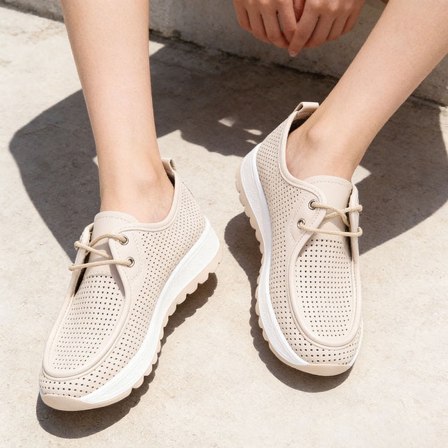 Pantofi casual de dama din piele ecologica, P1283 - Bej