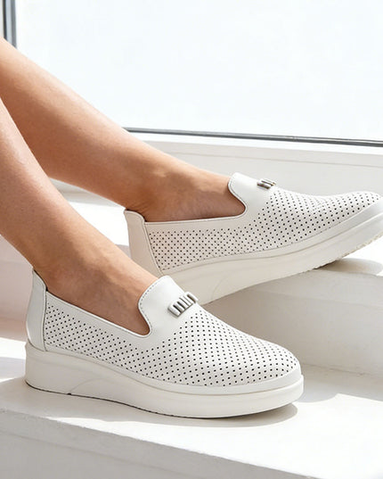 Pantofi casual de dama din piele ecologica, P1281 - Alb