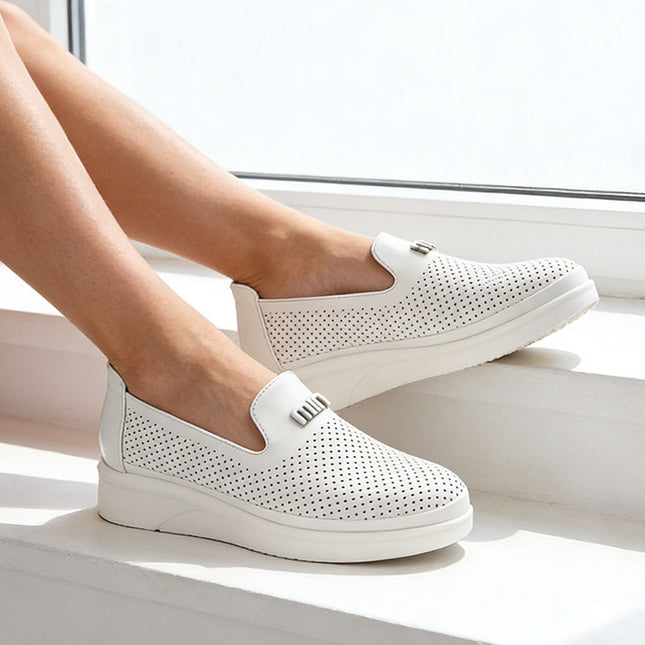 Pantofi casual de dama,Din piele ecologica,P1281,Alb