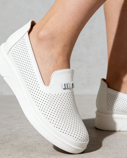 Pantofi casual de dama din piele ecologica, P1281 - Alb