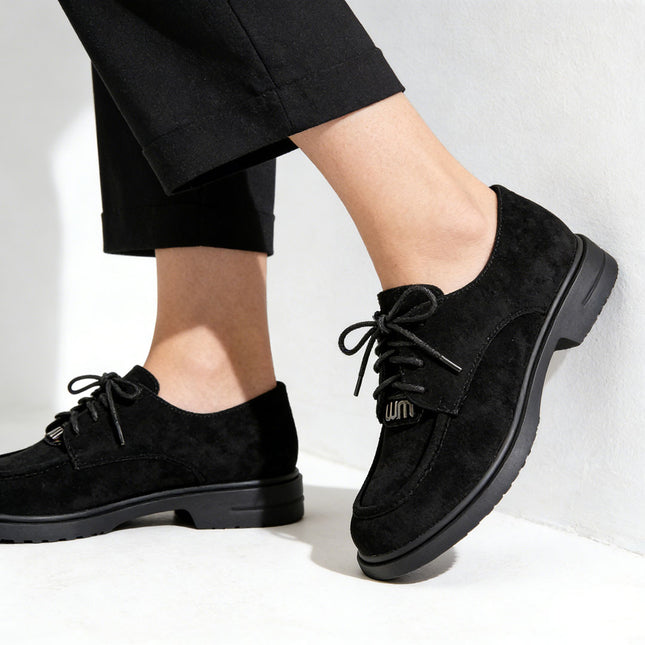 Pantofi casual de dama,Din piele ecologica intoarsa,P1276,Negru