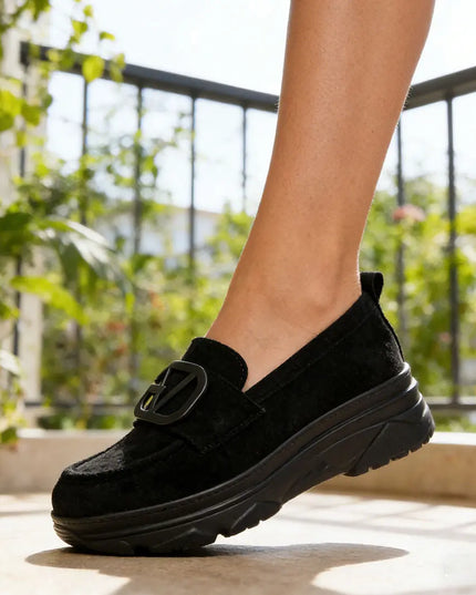 Pantofi casual de dama,Din piele ecologica intoarsa,1297,Negru OEM