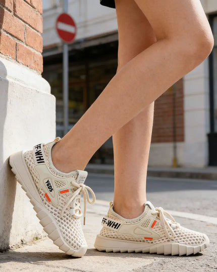 Pantofi sport De dama,cu insertii de plasa,D1377,Nude OEM