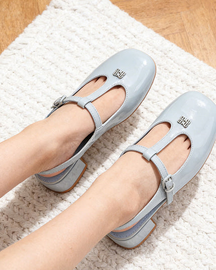 Pantofi casual de dama cu Toc Groasa, din piele ecologica, P1280 - Albastru