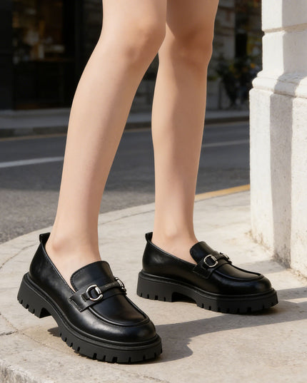 Pantofi casual de dama din piele ecologica, P1268 - Negru Mat