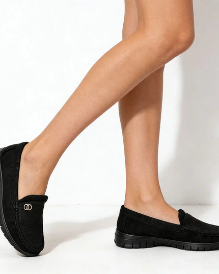 Pantofi casual de dama,Usor,Din piele ecologica,Cu Brant din piele Naturala,P1264,Negru OEM