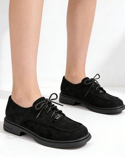 Pantofi casual de dama din piele ecologica intoarsa, P1276 - Negru