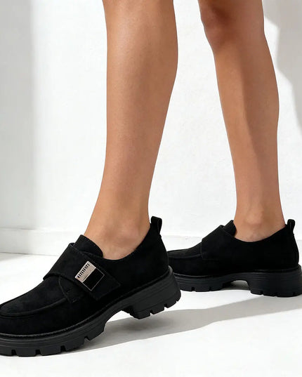 Pantofi casual de dama,Din piele ecologica intoarsa,P1245,Negru OEM