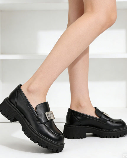 Pantofi casual de dama din piele ecologica, P1273 - Negru