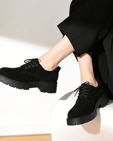 Pantofi casual de dama din piele ecologica intoarsa, P1284 - Negru