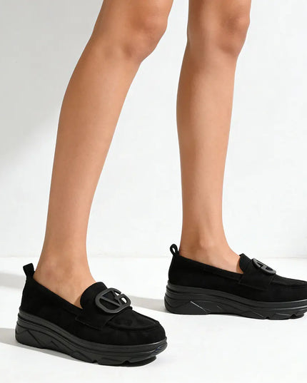 Pantofi casual de dama,Din piele ecologica intoarsa,1297,Negru OEM