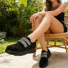 Pantofi casual de dama,Din piele ecologica intoarsa,Cu scai,P1233,Negru