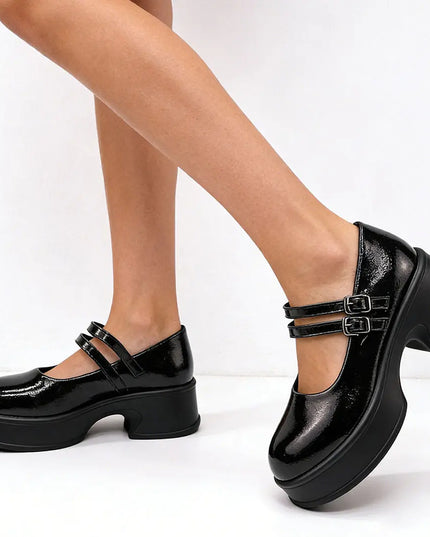 Pantofi casual de dama,Din piele ecologica,P1255, Negru OEM