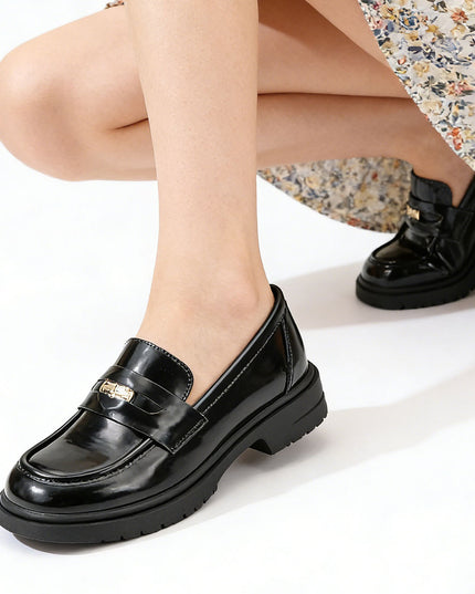 Pantofi casual de dama din piele ecologica, P1274 - Negru