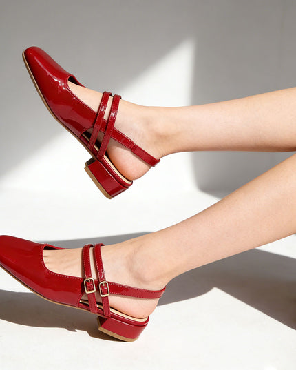 Pantofi casual de dama din piele ecologica, P1291 - Visiniu