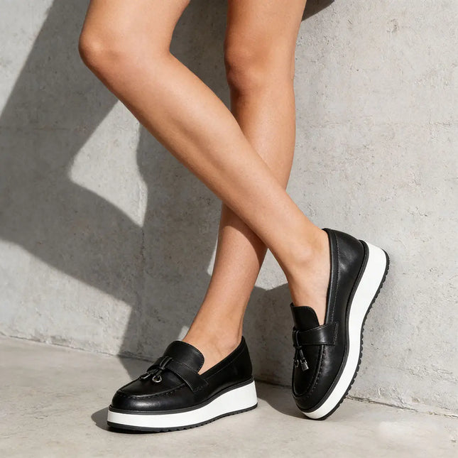 Pantofi casual de dama,Din piele ecologica,P1240,Negru OEM