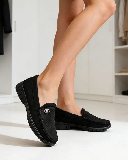 Pantofi casual de dama,Usor,Din piele ecologica,Cu Brant din piele Naturala,P1264,Negru OEM