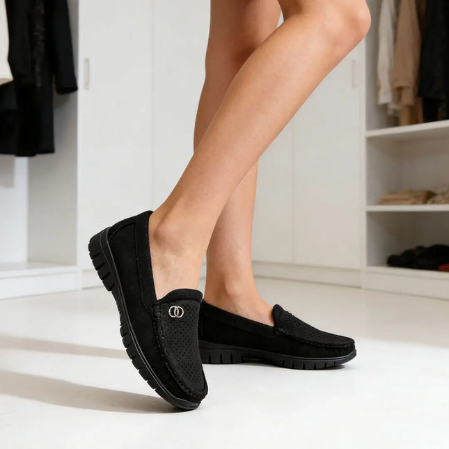Pantofi casual de dama,Usor,Din piele ecologica,Cu Brant din piele Naturala,P1264,Negru OEM