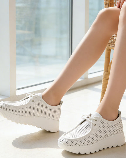 Pantofi casual de dama din piele ecologica, P1283 - Alb
