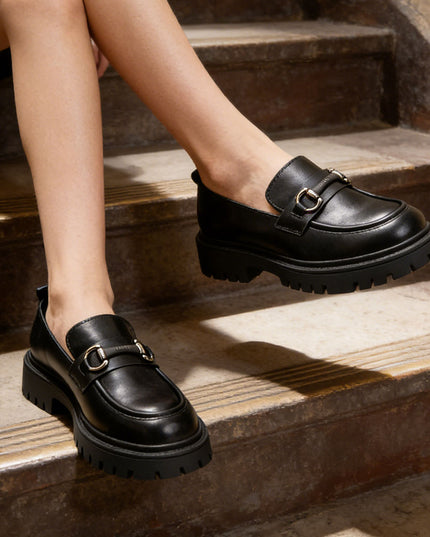 Pantofi casual de dama din piele ecologica, P1268 - Negru Mat