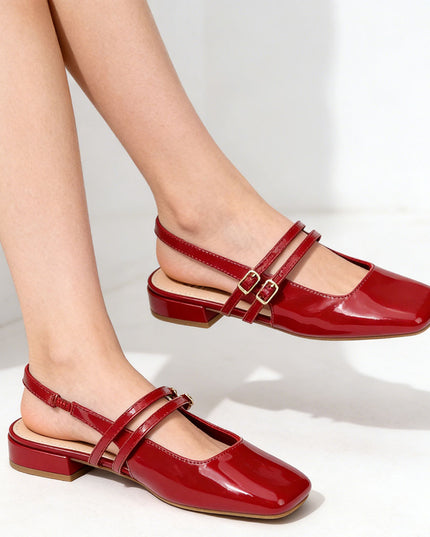 Pantofi casual de dama din piele ecologica, P1291 - Visiniu