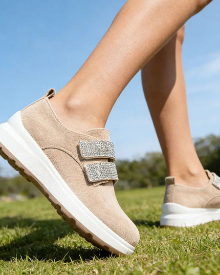 Pantofi casual de dama,Din piele ecologica intoarsa,Cu scai,P1233,Bej OEM
