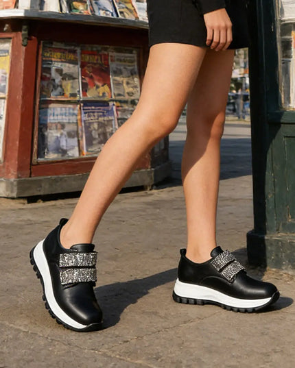 Pantofi casual de dama,Din piele ecologica,Cu scai,P1232,Negru OEM