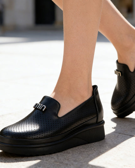 Pantofi casual de dama,Din piele ecologica,P1281,Negru