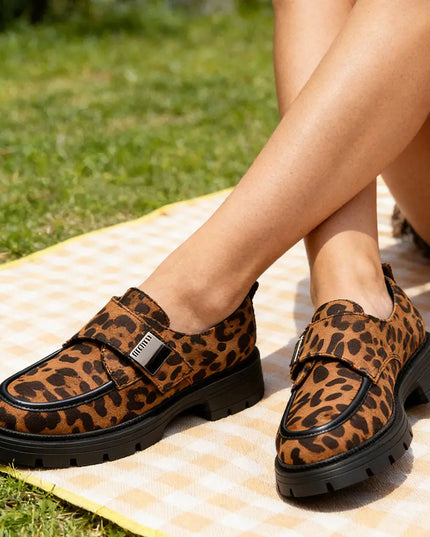 Pantofi casual de dama,Din piele ecologica intoarsa,P1245,Leopard OEM