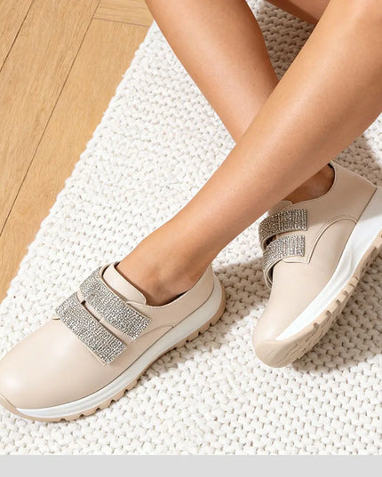 Pantofi casual de dama,Din piele ecologica,Cu scai,P1232,Bej OEM