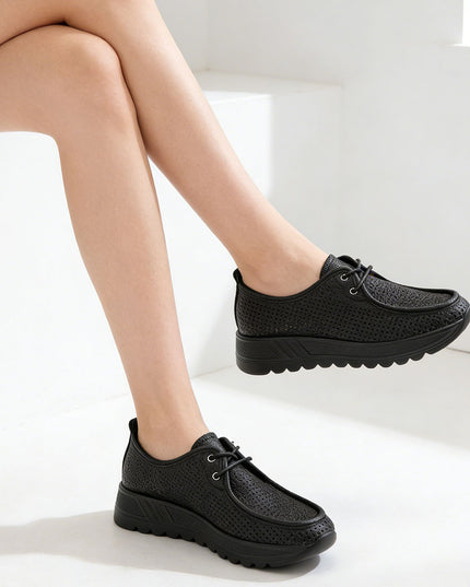 Pantofi casual de dama din piele ecologica, P1283 - Negru