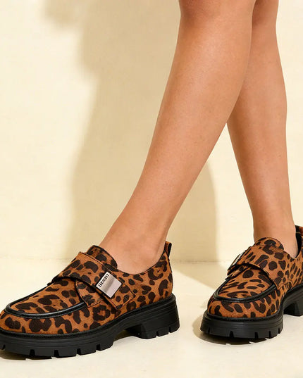 Pantofi casual de dama,Din piele ecologica intoarsa,P1245,Leopard OEM