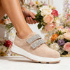 Pantofi casual de dama,Din piele ecologica intoarsa,Cu scai,P1233,Bej