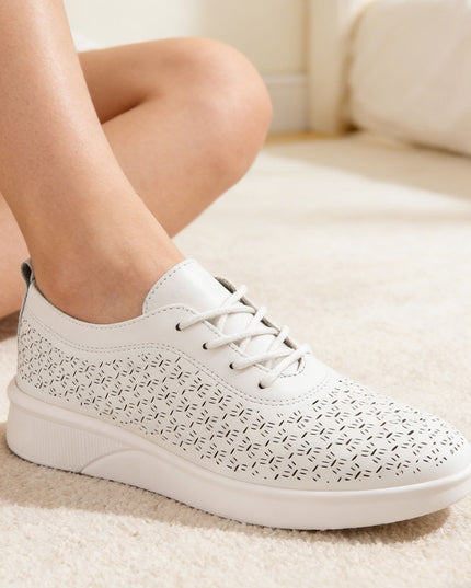 Pantofi casual de dama din piele ecologica, P12611 - Alb