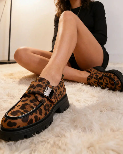 Pantofi casual de dama,Din piele ecologica intoarsa,P1245,Leopard OEM