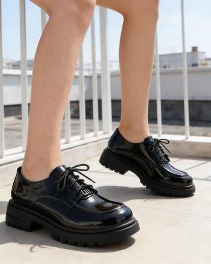 Pantofi casual de dama din piele ecologica, P1276 - Negru