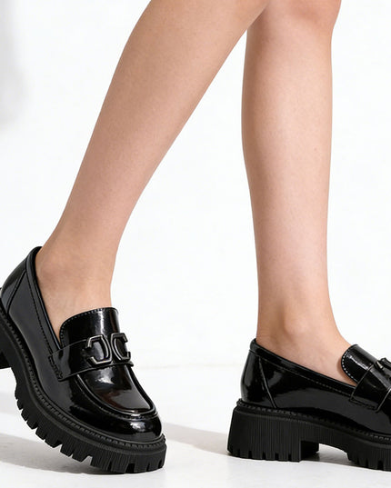 Pantofi casual de dama din piele ecologica, P1277 - Negru