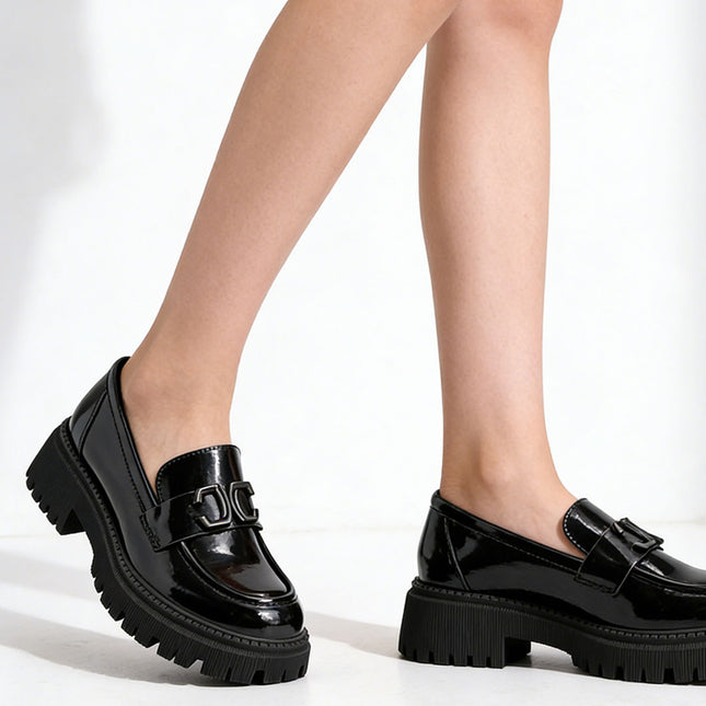 Pantofi casual de dama,Din piele ecologica,P1277,Negru