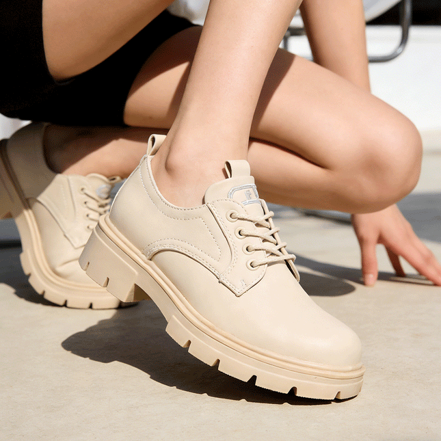 Pantofi casual de dama din piele ecologica, P1293 - Bej