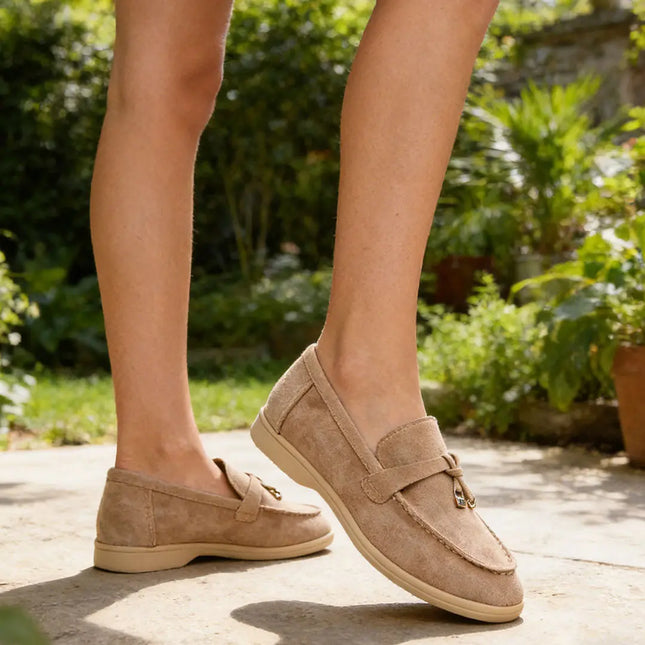 Pantofi casual de dama,Din piele ecologica intoarsa,P1242,Bej OEM