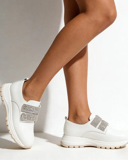 Pantofi casual de dama,Din piele ecologica,Cu scai,P1232,Alb OEM