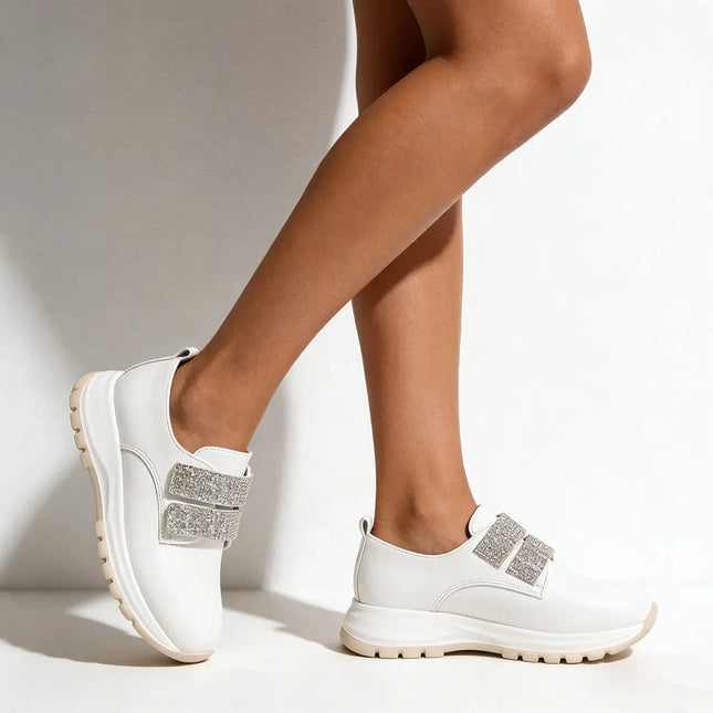 Pantofi casual de dama,Din piele ecologica,Cu scai,P1232,Alb OEM