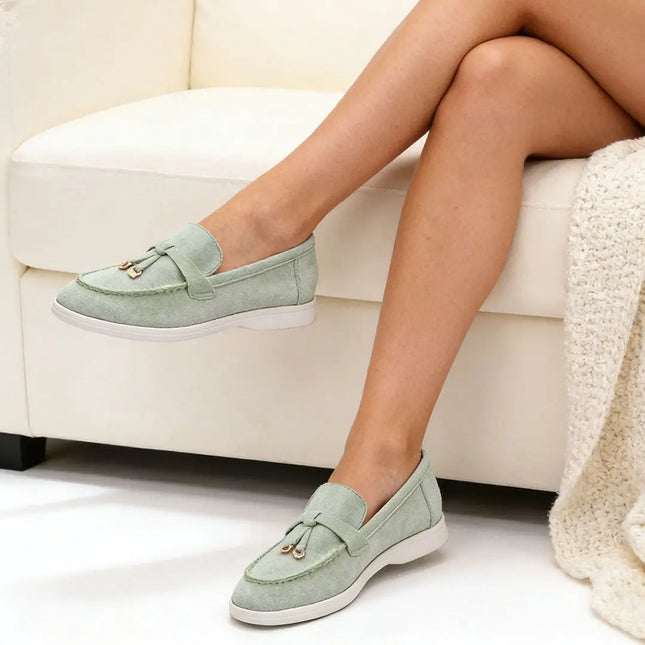 Pantofi casual de dama,Din piele ecologica intoarsa,P1242,Verde OEM