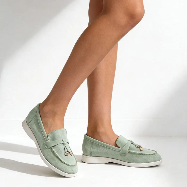 Pantofi casual de dama,Din piele ecologica intoarsa,P1242,Verde OEM