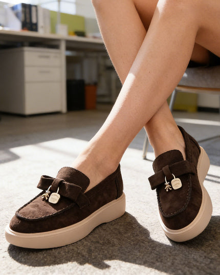 Pantofi casual de dama din piele ecologica, P1251 - Maro